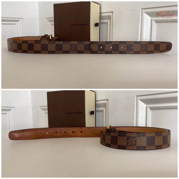 Louis Vuitton Damier Ebene Coated Canvas Ellipse Gold Buckle Belt 95/38 - Picture 11 of 13